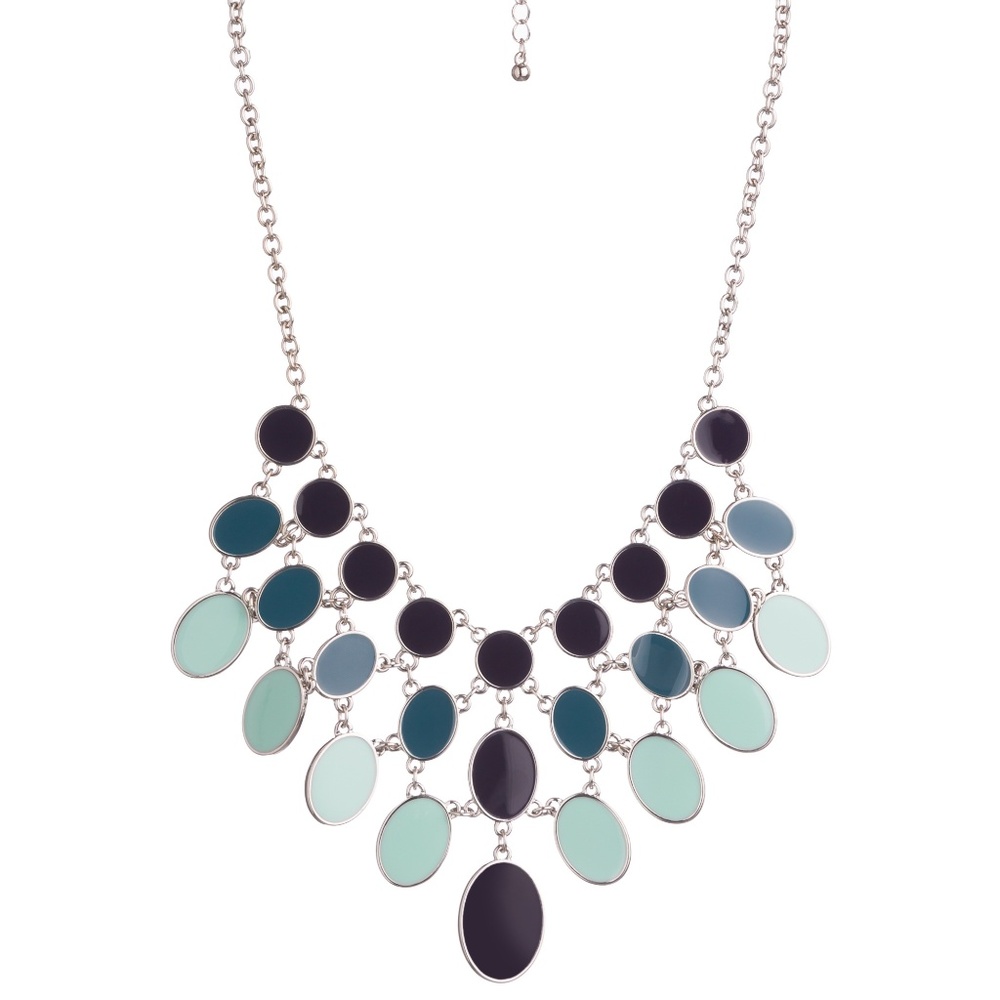 Oval Bib Necklace - blues